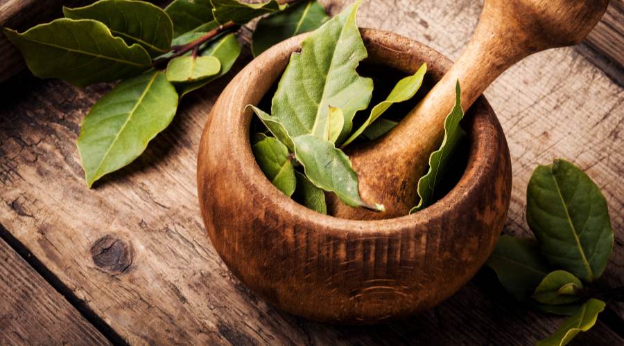 use bay leaves as an insect repellent by putting them in your rice storage