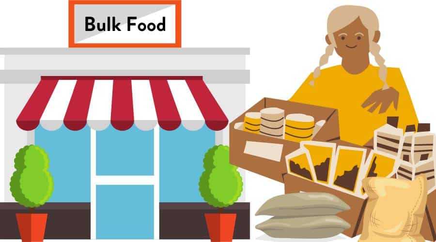 save money on bulk foods by shopping at stores that specialize in bulk foods