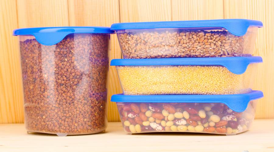 storing dry beans in airtight plastic containers like tupperware